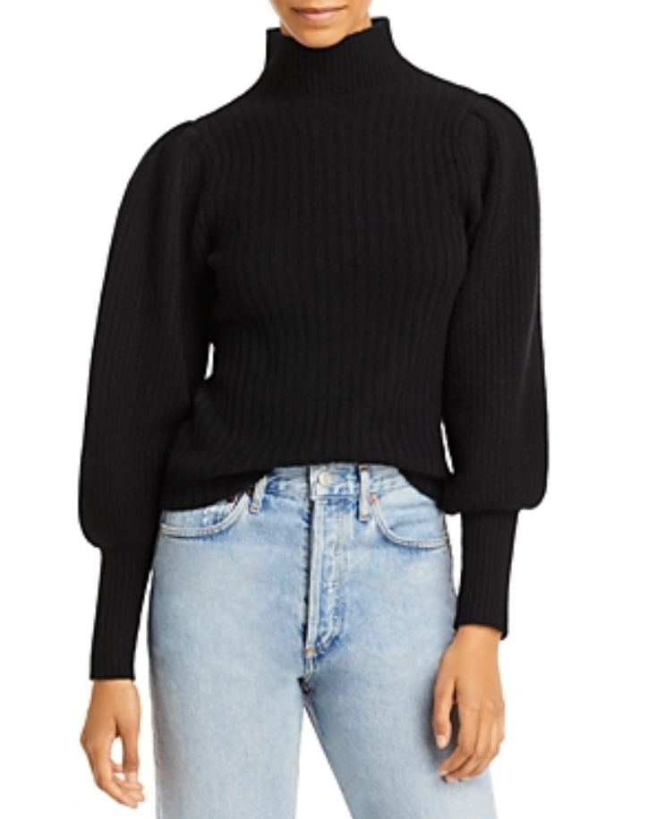 AQUA Cashmere Balloon Sleeve Sweater