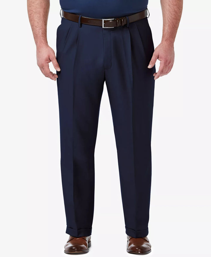 Haggar Men's Big & Tall Premium Comfort  Classic-Fit  Pleated Dress MSRP $80