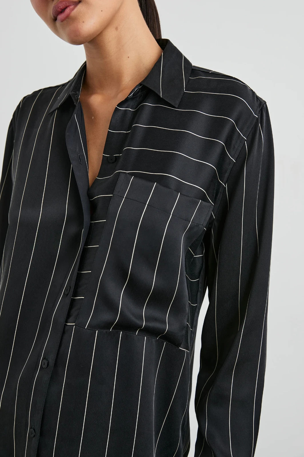 Rails Spencer Striped Silk Blouse MSRP $268