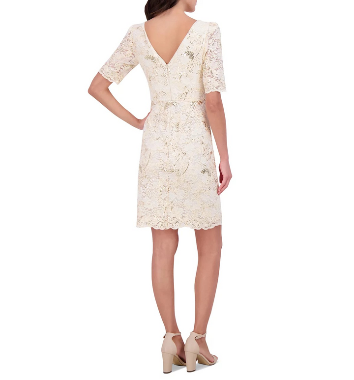 Eliza J Women's Sequin-Lace Puff-Shoulder Dress MSRP $199