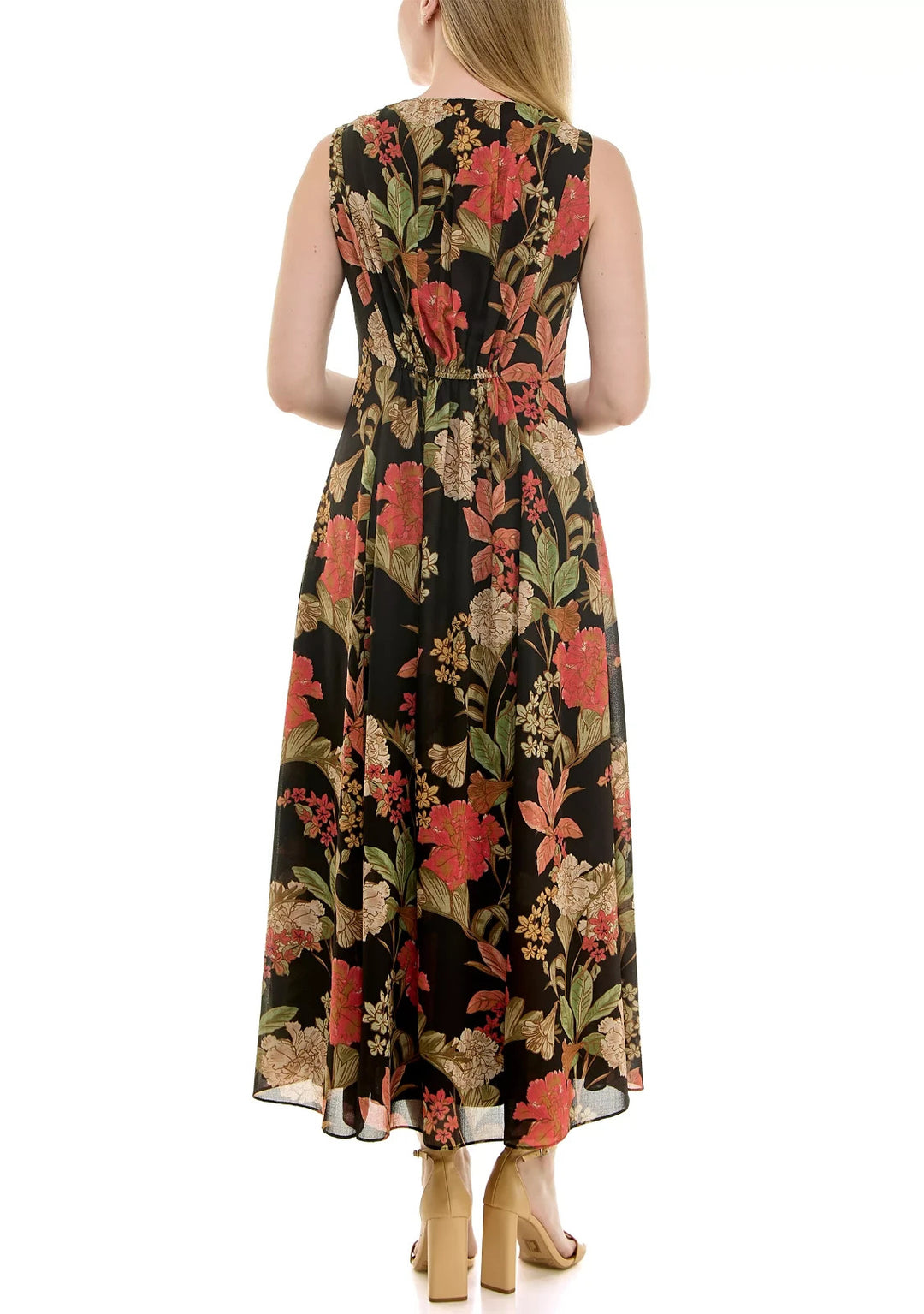 Taylor Women's Printed V-Neck Smocked Dress MSRP $148