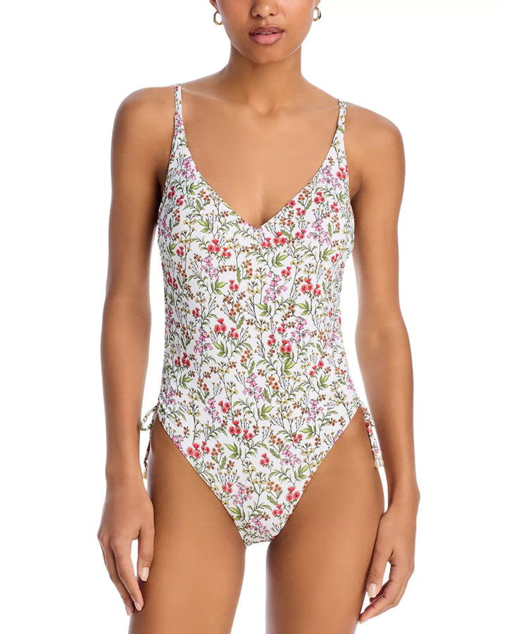 AQUA Drawstring One Piece Swimsuit MSRP $108