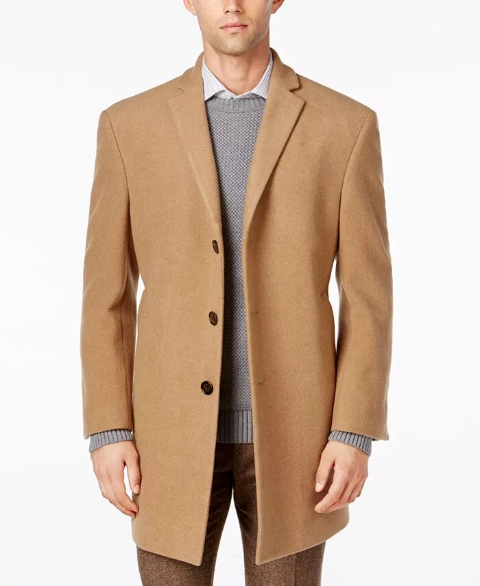 Calvin Klein Men's Prosper Wool-Blend Slim Fit Overcoat MSRP $395