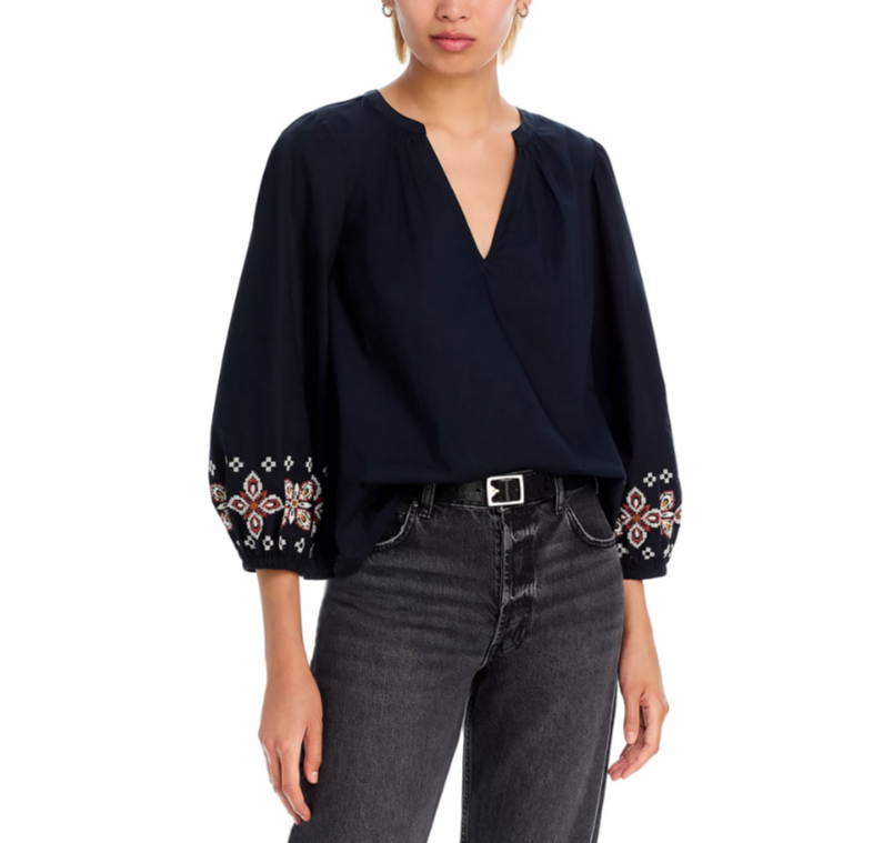 Velvet by Graham & Spencer Paola Embroidered Top MSRP $179