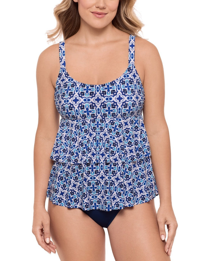 Swim Solutions High-Low Double-Tier One-Piece Swimsuit MSRP $96