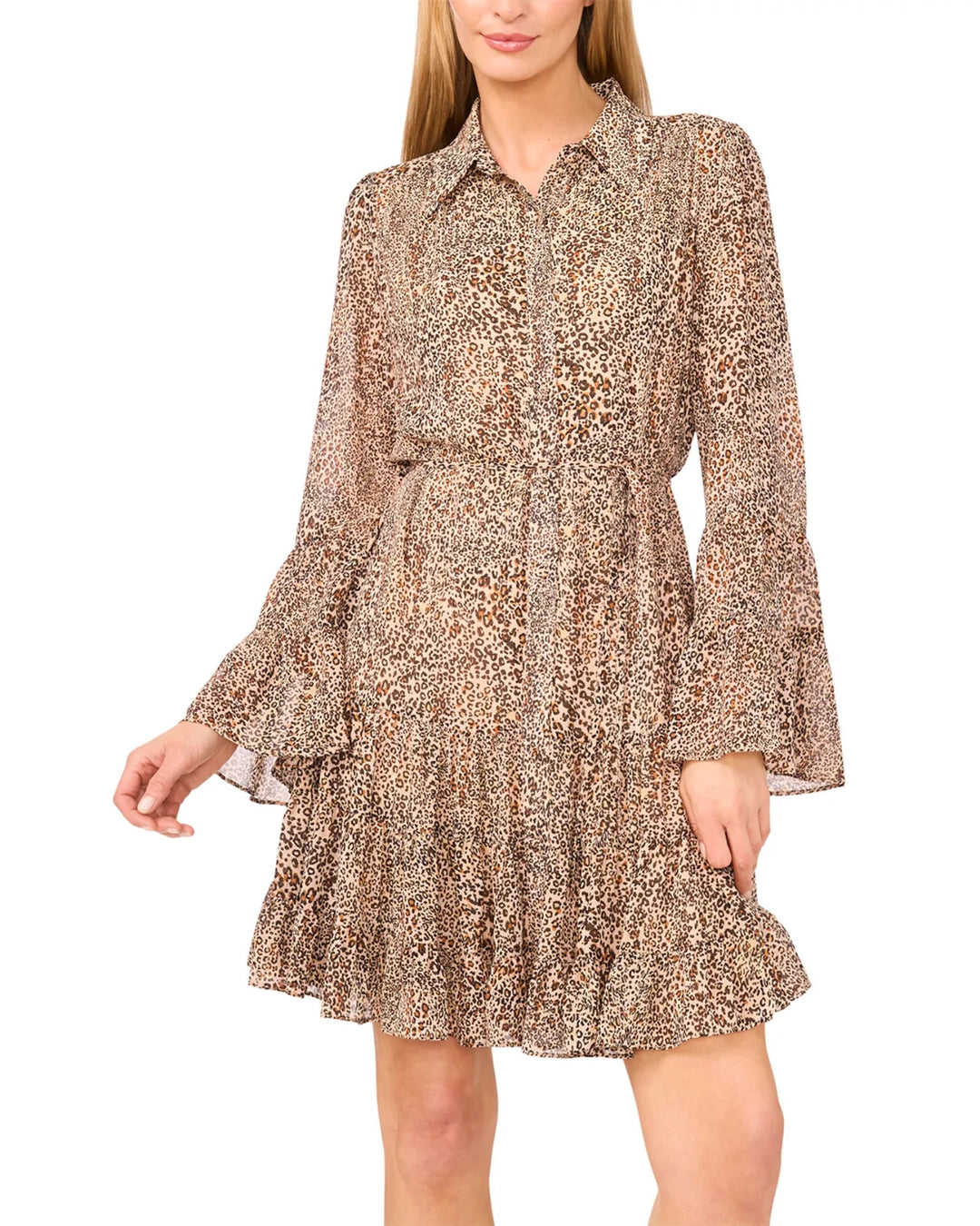 CeCe Tiered Flounce Sleeve Dress MSRP $119