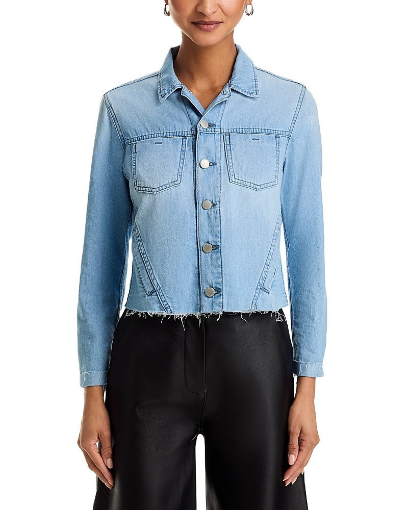 L'Agence Janelle Button Front Denim Jacket MSRP $365
