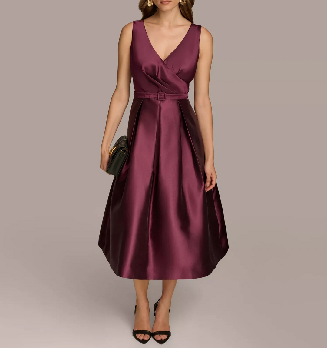 Donna Karan New York Belted Sleeveless Fit & Flare Midi Dres MSRP $299