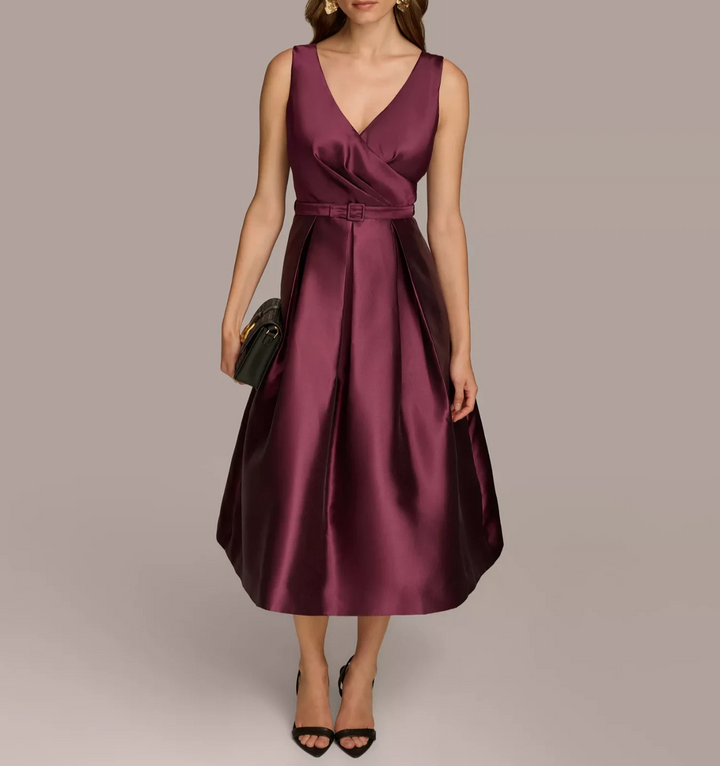 Donna Karan New York Belted Sleeveless Fit & Flare Midi Dres MSRP $299