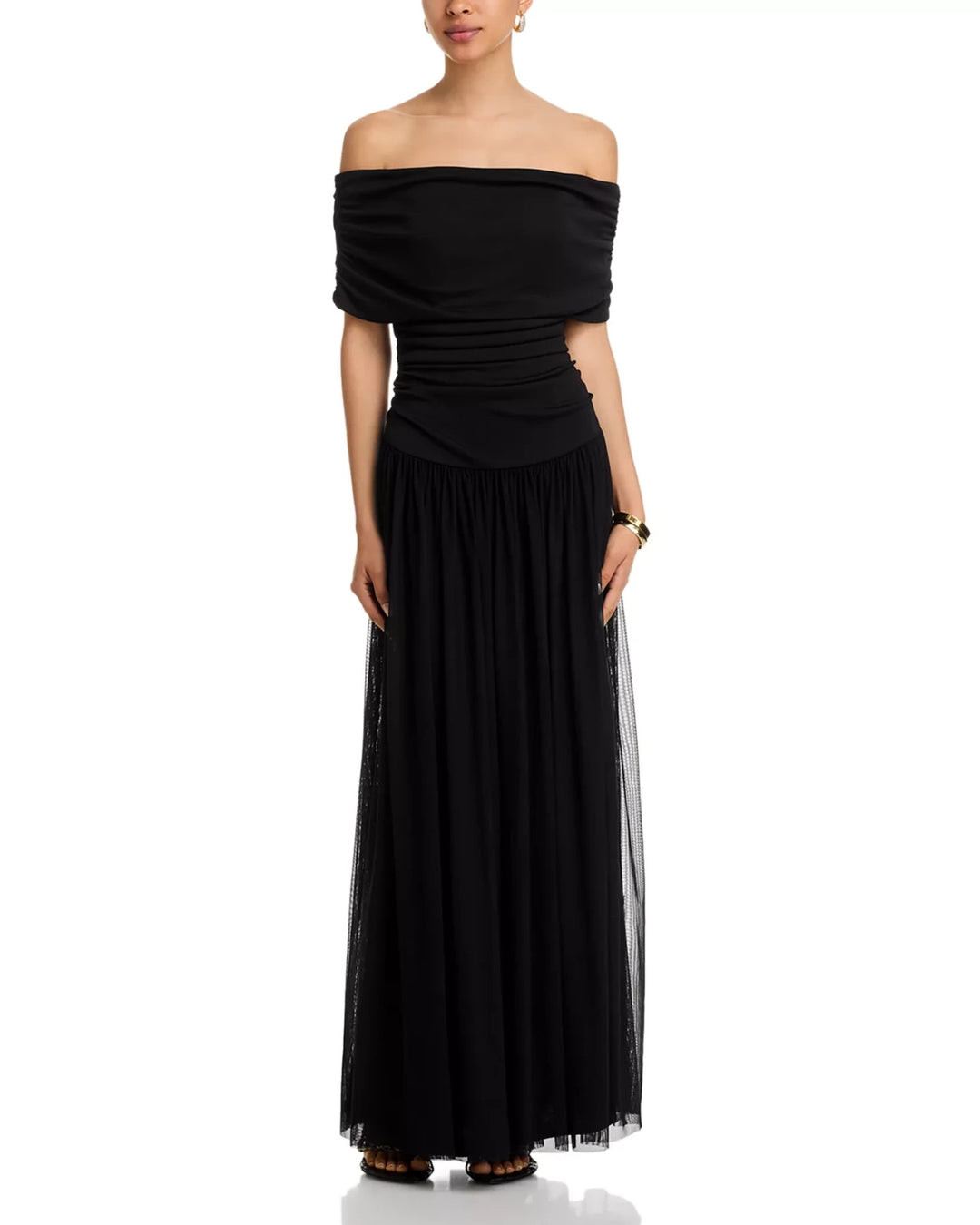 AQUA Ruched Gown 