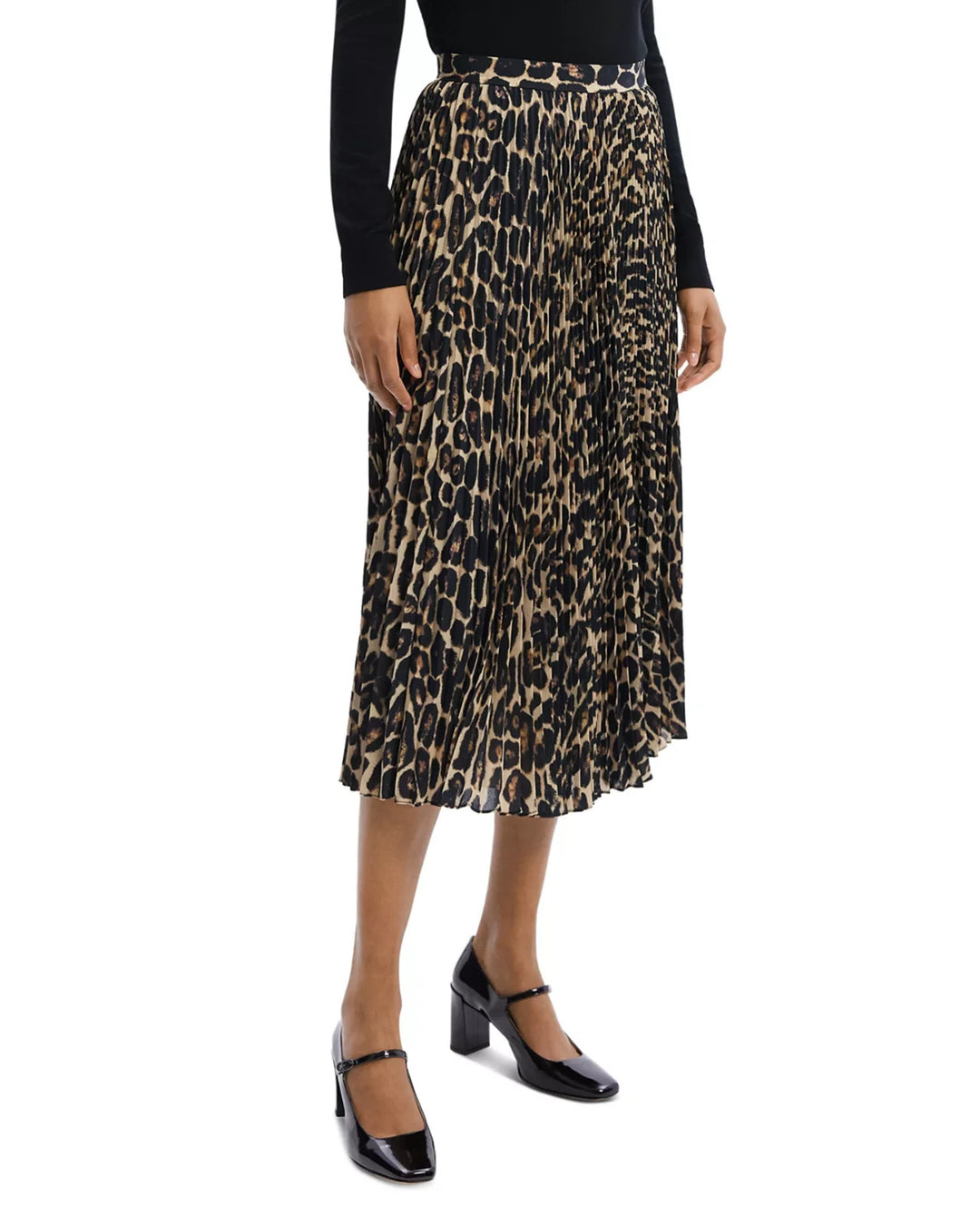 Theory Leopard Pleated Midi Skirt MSRP $395