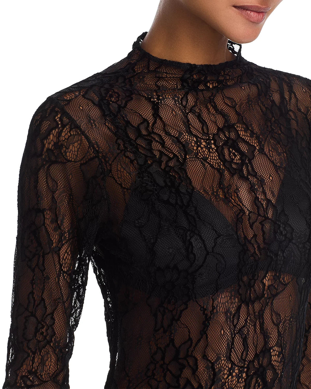 Good American Long Sleeve Lace Gown MSRP $189