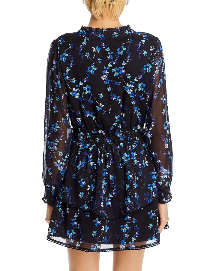 AQUA V-Neck Long Sleeved Floral Print Dress MSRP $118