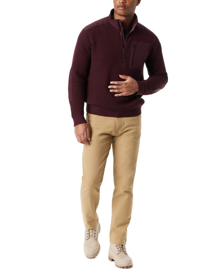 BASS OUTDOOR Quarter-Zip Long Sleeve Pullover Patch Sweater MSRP $99