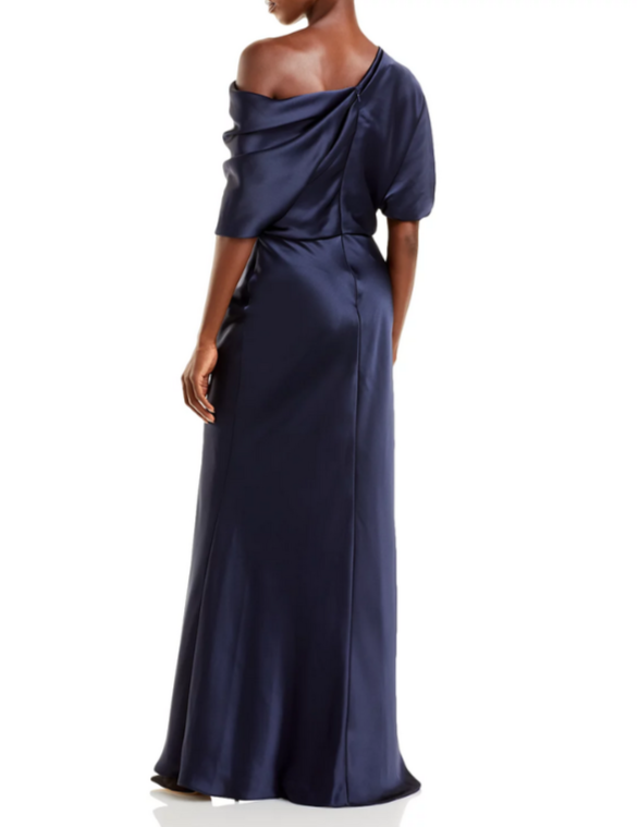 Amsale Draped Satin One Shoulder Dress MSRP $495