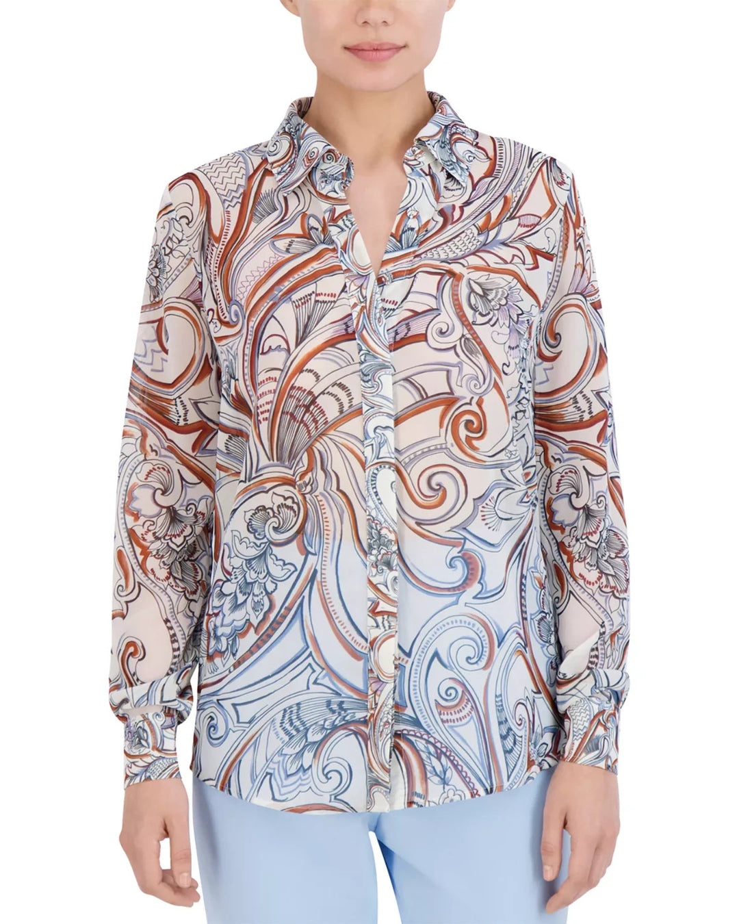 BCBGMAXAZRIA Printed Button Down Shirt MSRP $198