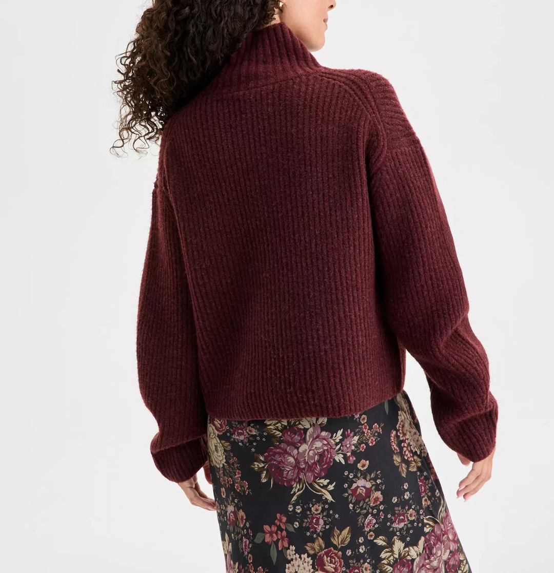 Lucky Brand Women's Ribbed Mock-Neck Sweater MSRP $99