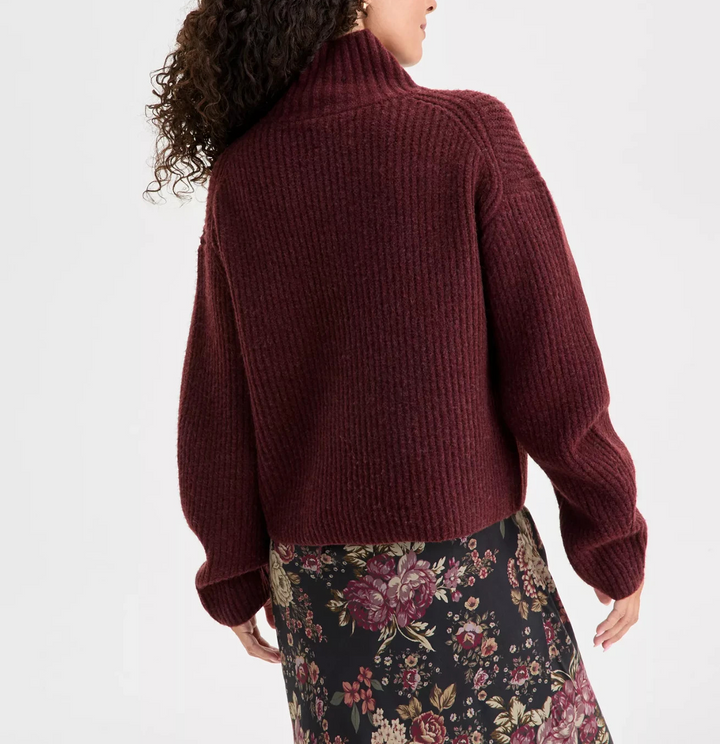 Lucky Brand Women's Ribbed Mock-Neck Sweater MSRP $99