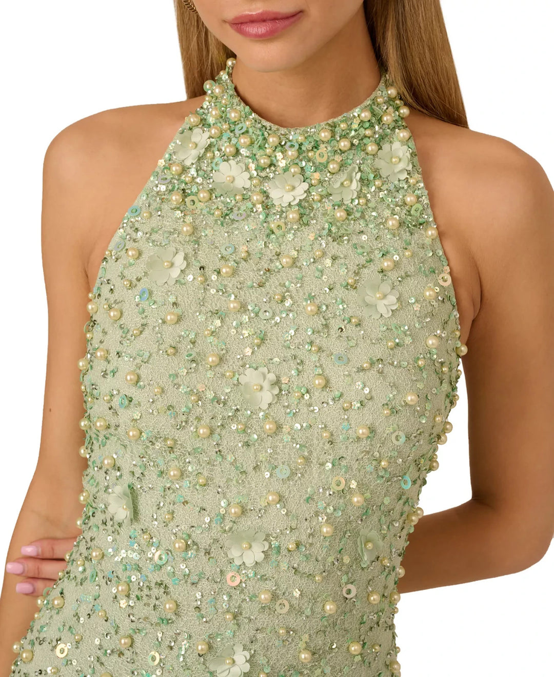 Adrianna Women's Embellished Halter-Neck Sleeveless Shift Dress MSRP $275