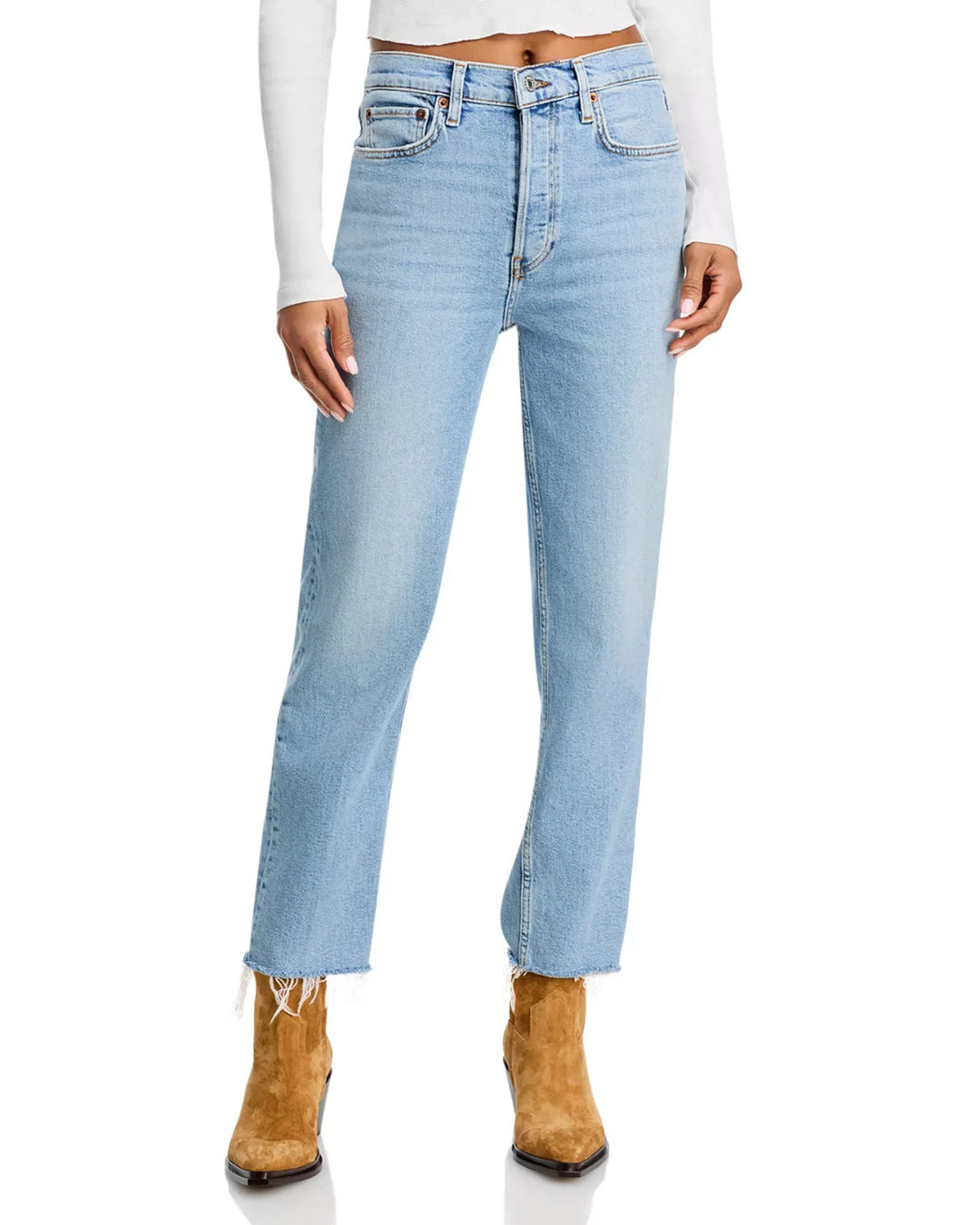 RE/DONE Stove Pipe High Rise Straight Jeans MSRP $265