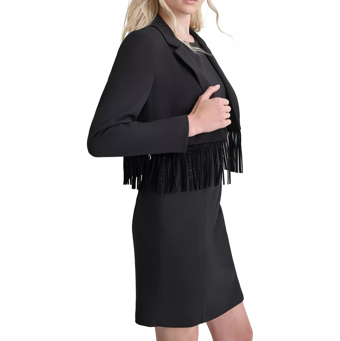 DKNY Women's Faux-Suede Fringe-Hem Jacket MSRP $129