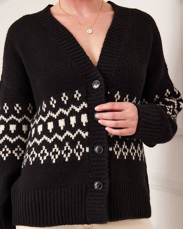 Karen Kane Jacquard Sweater Cardigan MSRP $158