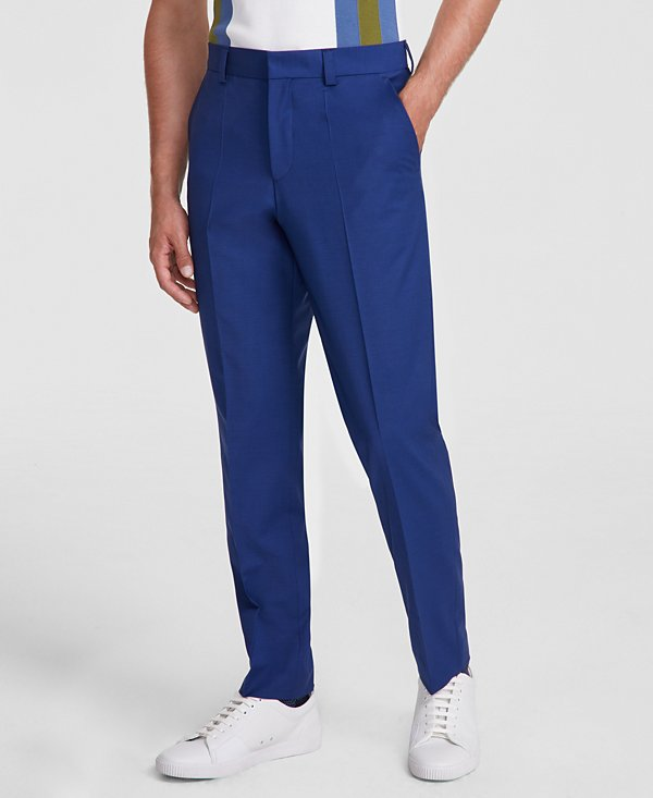 HUGO by Hugo Boss Men's Modern-Fit Solid Wool-Blend Suit Trousers MSRP $198