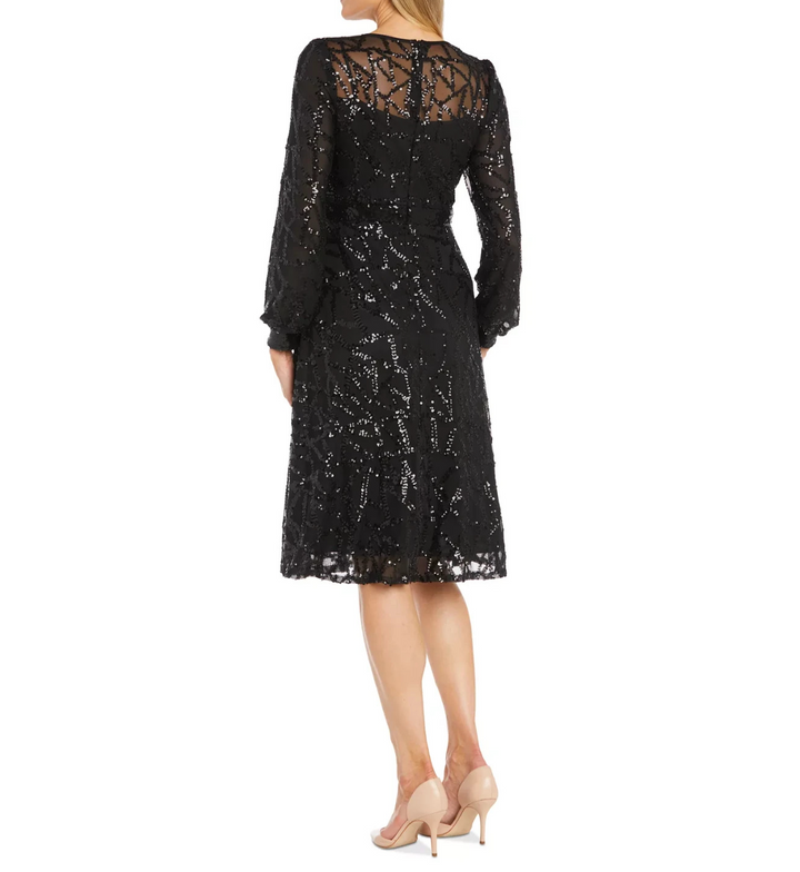 R & M Richards Women's Sequin Fit & Flare Party Dress MSRP $179