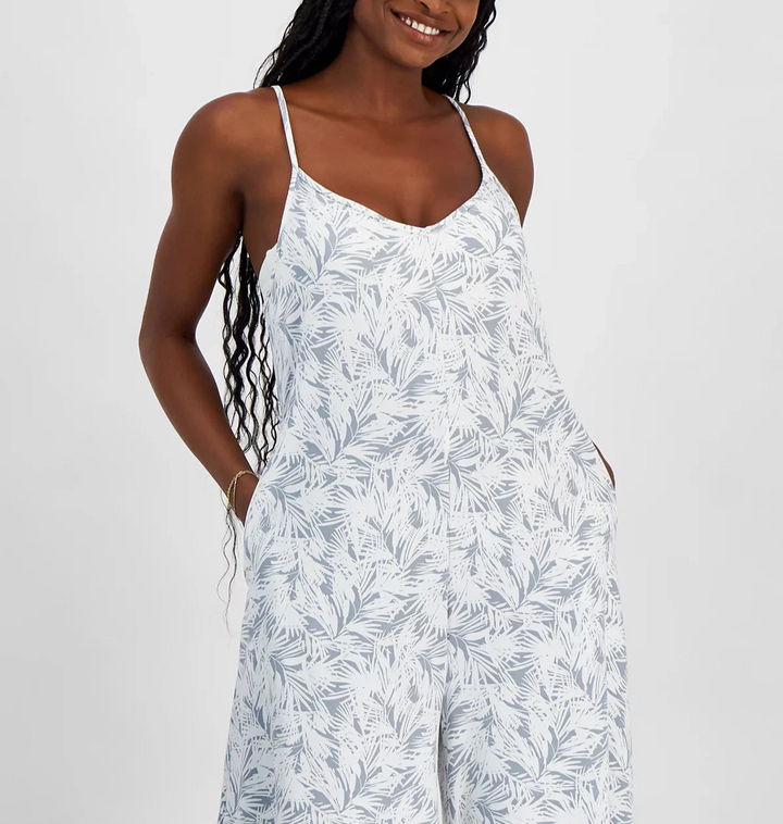 J Valdi Scoop-Neck Sleeveless Swim Cover-Up Jumpsuit MSRP $54
