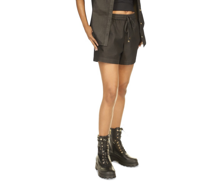 MICHAEL Michael Kors High-Rise Chambray Camp Shorts MSRP $98