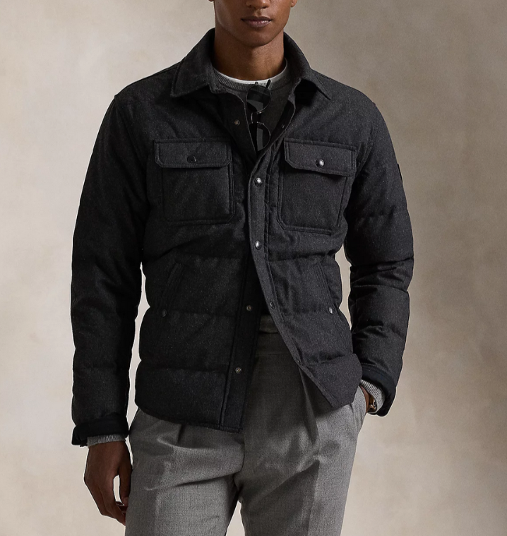 POLO Ralph Lauren Quilted Down Shirt Jacket MSRP $498
