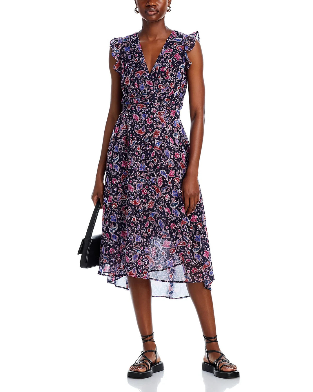 AQUA Flutter Cap Sleeve Midi Dress MSRP $118