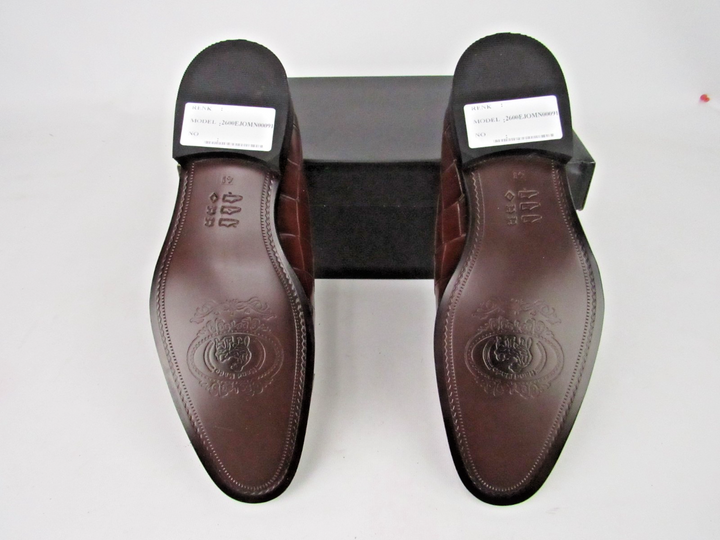 Premium Men’s Embossed Calf Leather Cap-Toe Loafers – Handcrafted Size EU 41