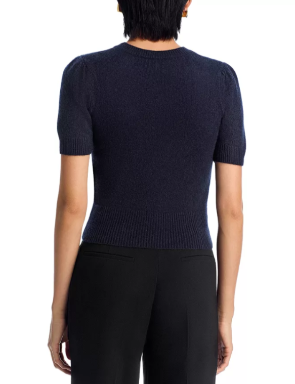 FRAME Gathered Short Sleeve Cashmere Sweater MSRP $468