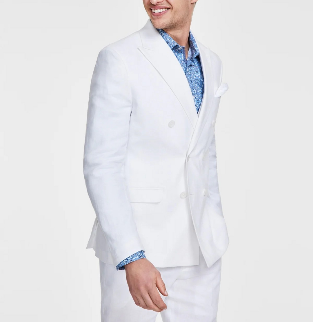 Bar III Men's Slim-Fit Stretch Linen Double-Breasted Suit Jacket MSRP $360