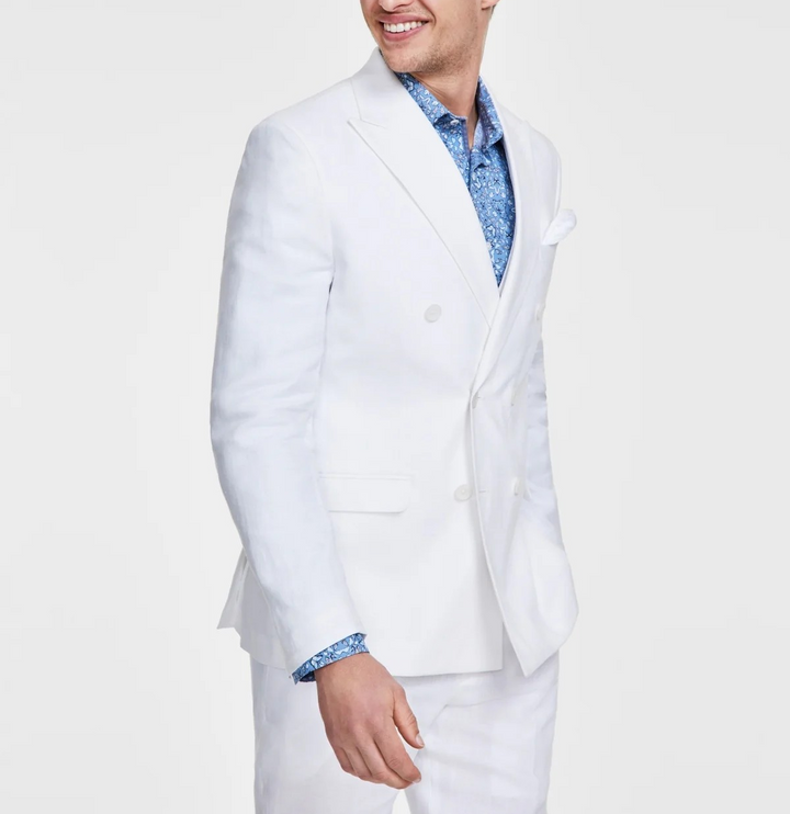 Bar III Men's Slim-Fit Stretch Linen Double-Breasted Suit Jacket MSRP $360