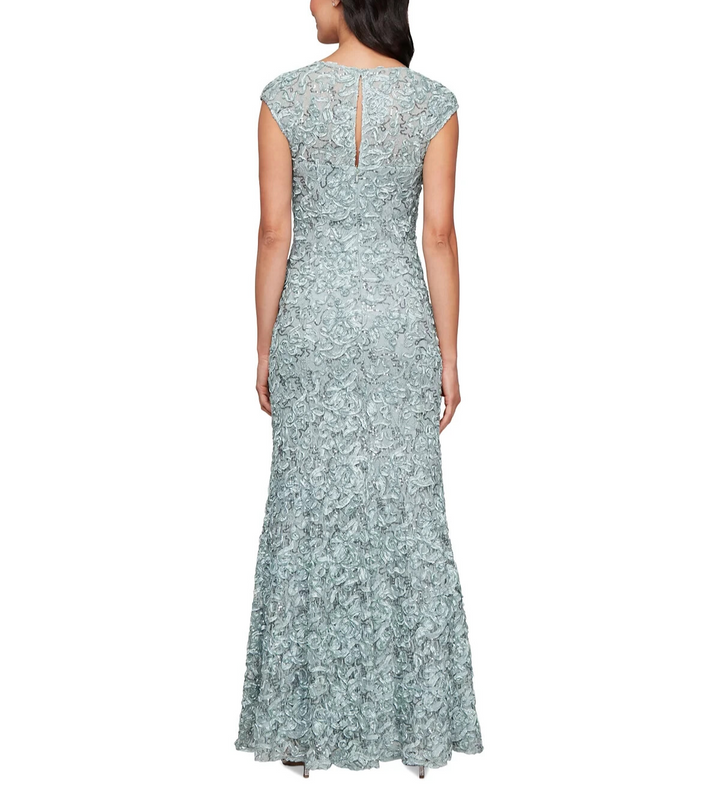 Alex Evenings Sequined Soutache Mermaid Gown with Scarf Set MSRP $279