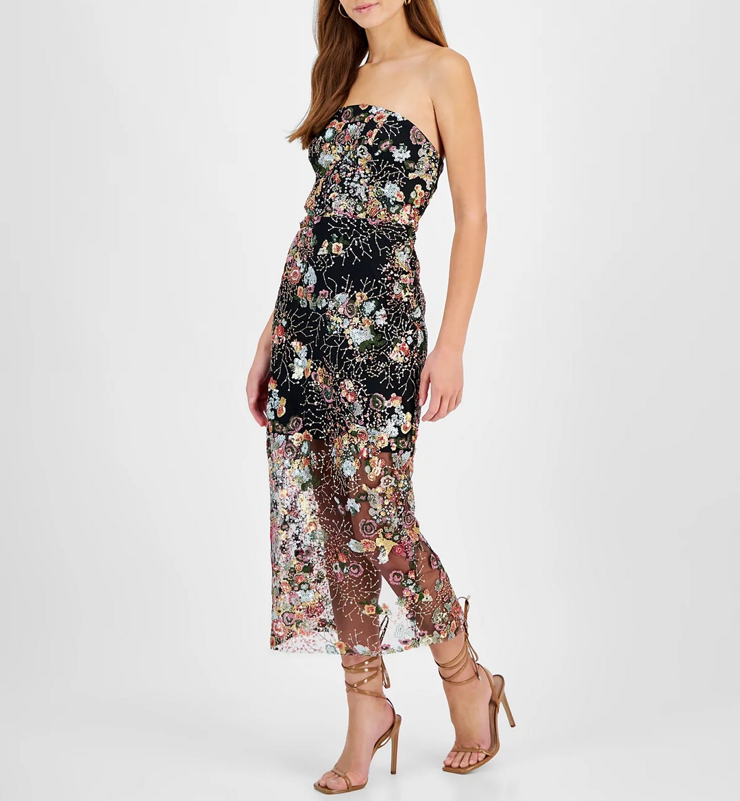 Sam Edelman Women's Sequined Strapless Mini Dress MSRP $168