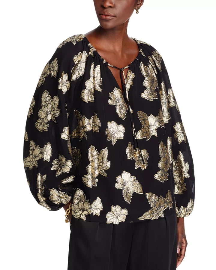 Tommy Bahama Shimmering Shores Tie Neck Blouse MSRP $148