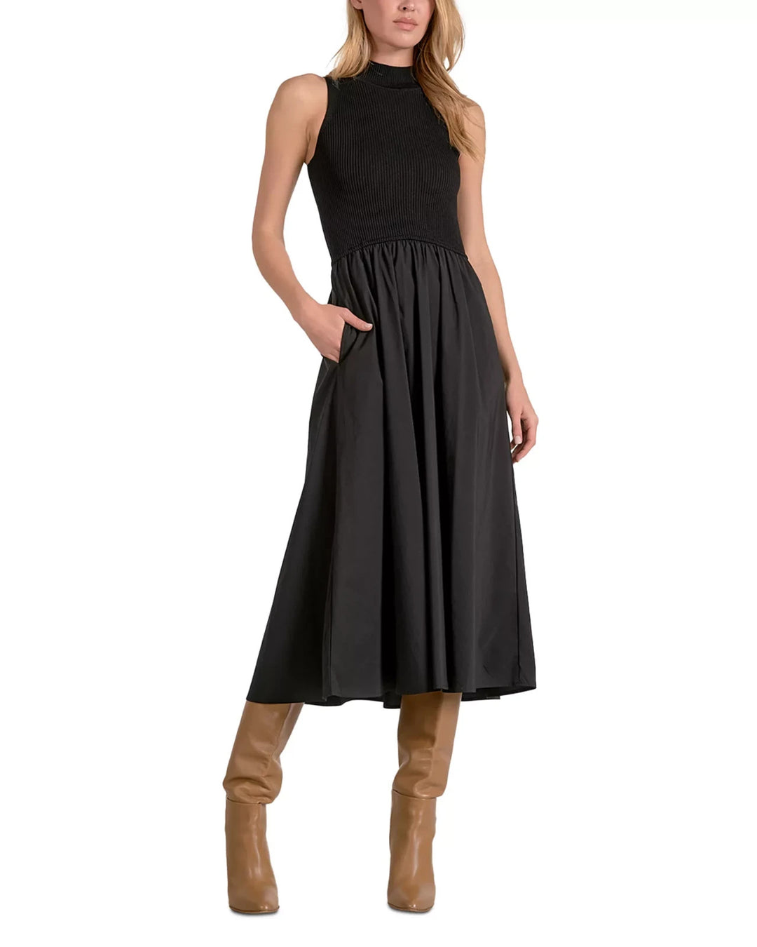 Elan Mixed Media Midi Dress MSRP $126