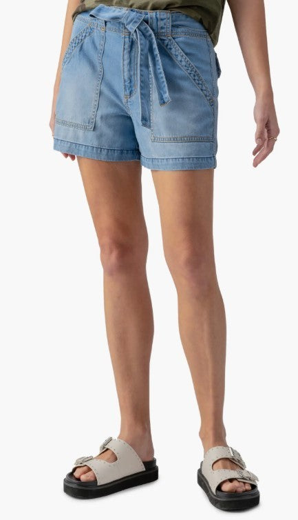 Sanctuary Reissue High Waist Sash Denim Shorts MSRP $99