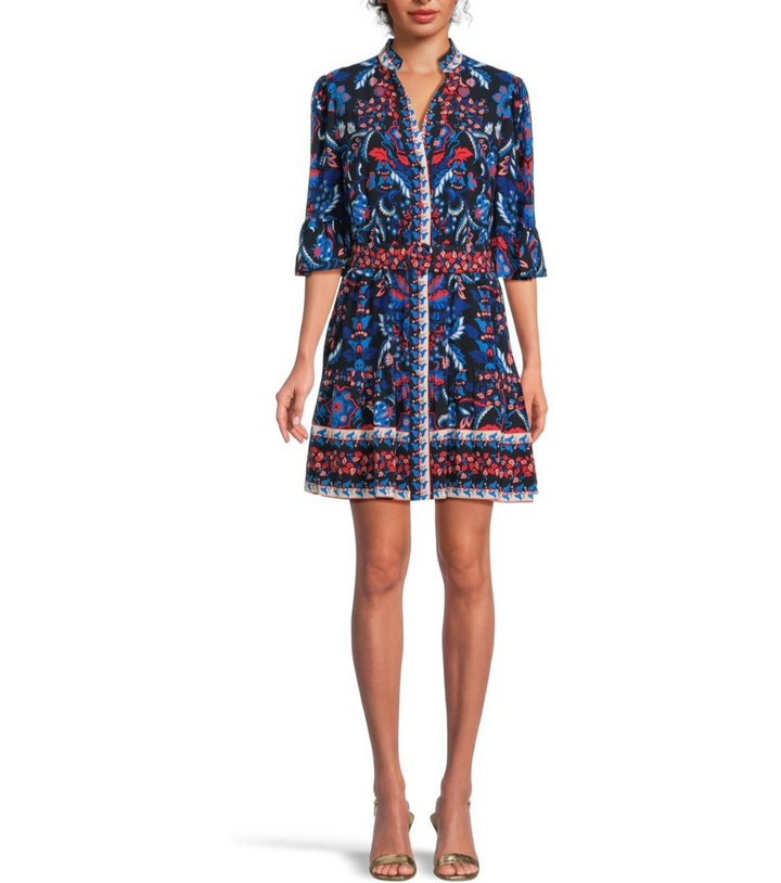 Adrianna Papell Printed Short Flounce Dress MSRP $149