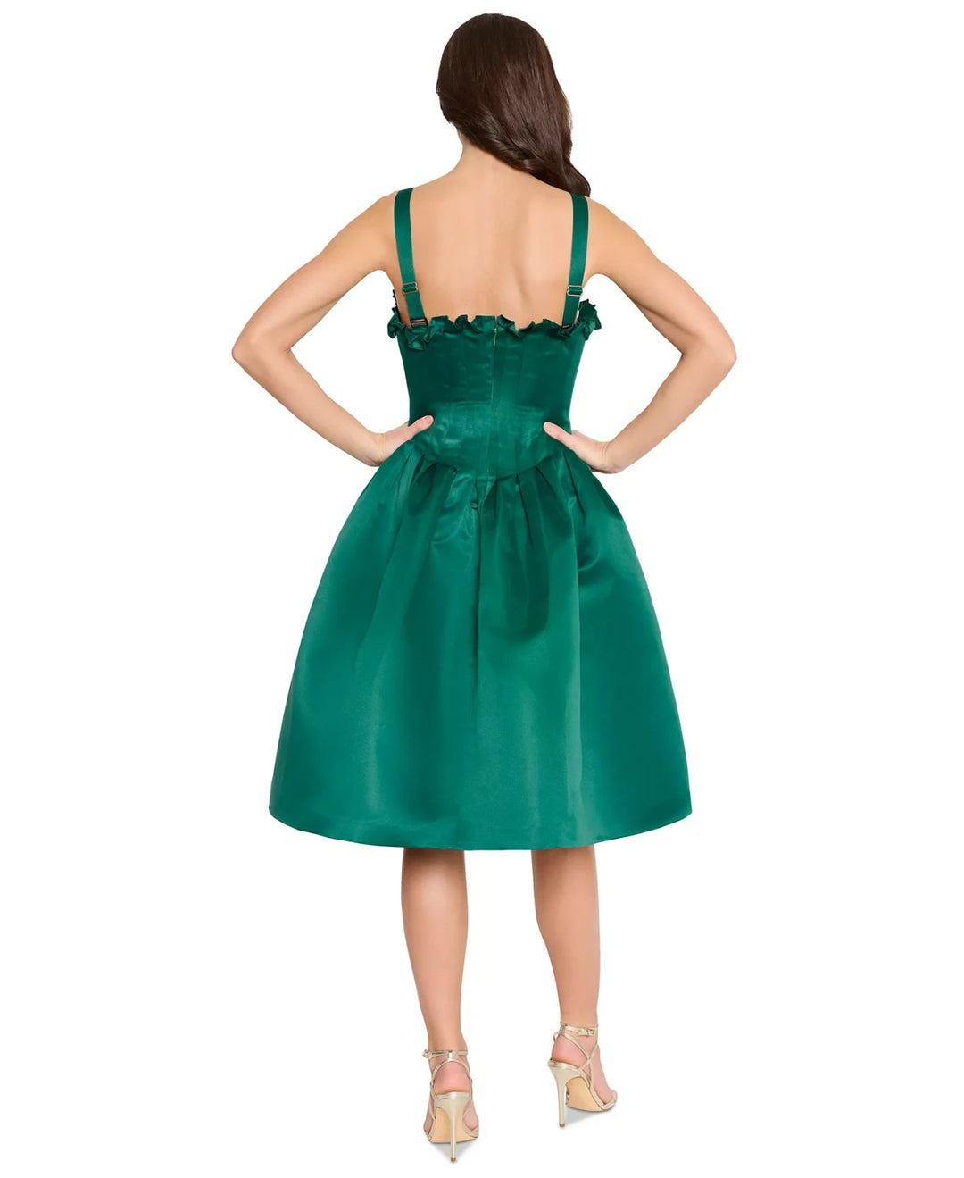 Tahari ASL Women's Ruffle Corset-Bodice Fit & Flare Dress MSRP $229