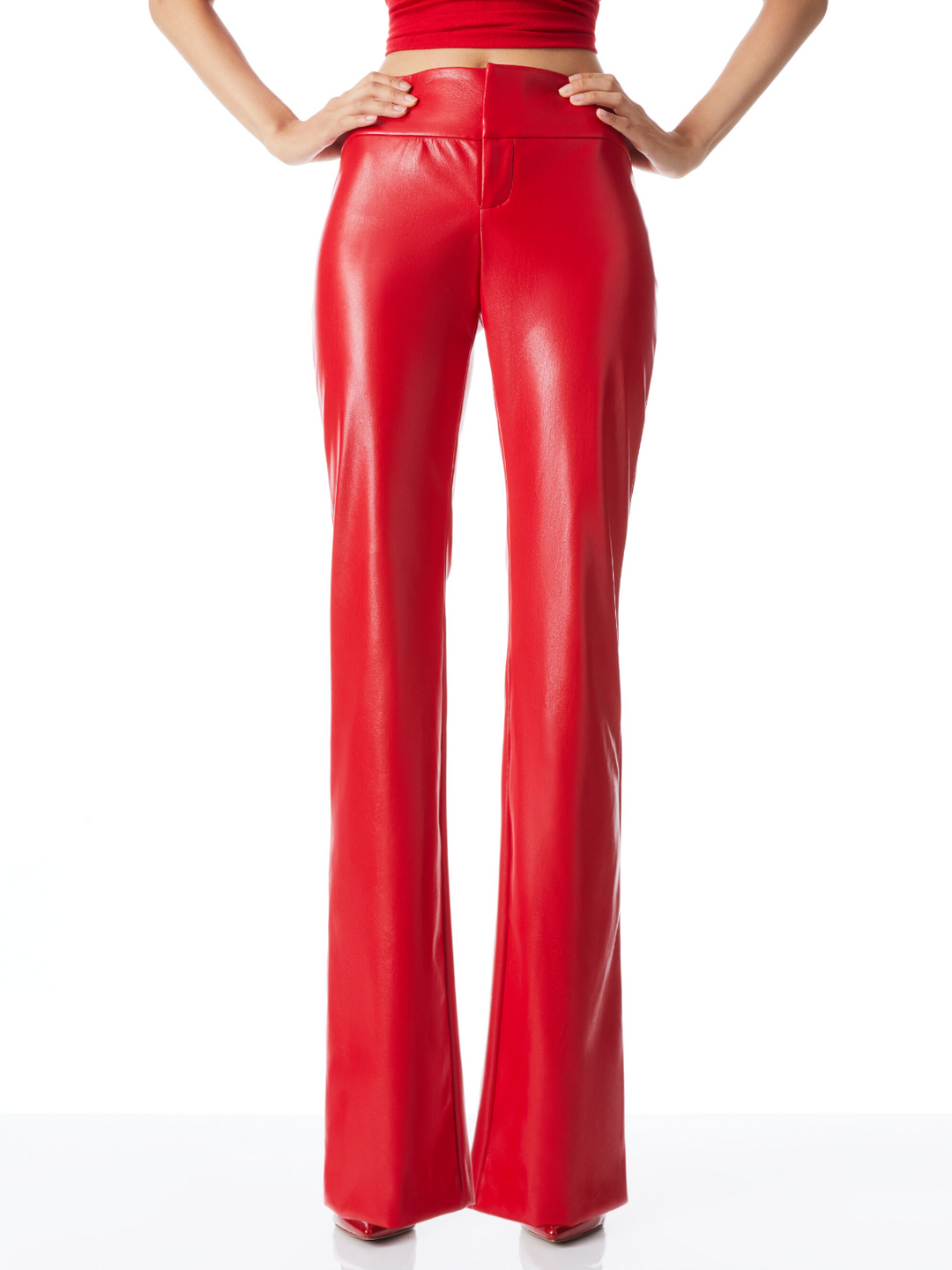 Alice + Olivia Olivia Vegan Leather Bootcut Pant MSRP $295