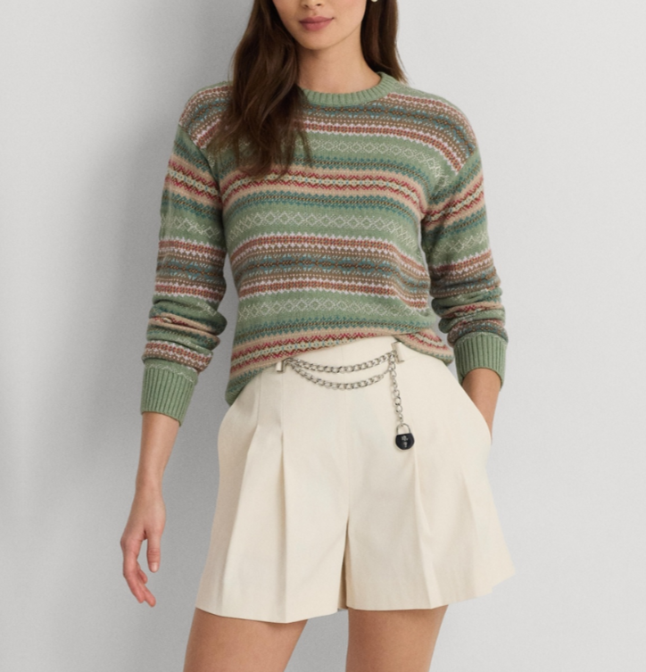 Lauren Ralph Lauren Pleated High-Rise Shorts MSRP $145