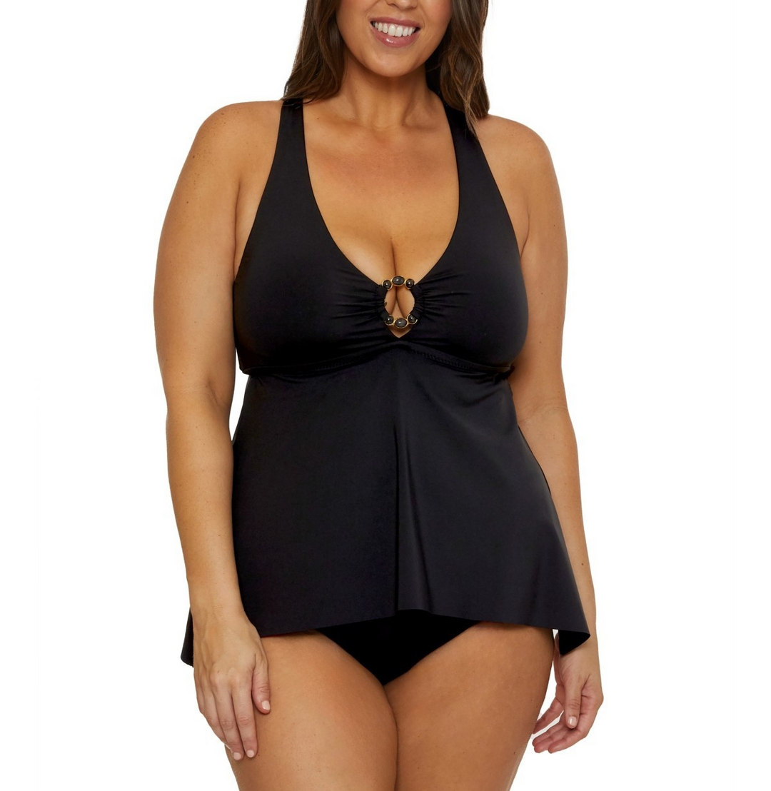 Becca ETC Plus Size Marble Canyon Ring Tankini Top MSRP $98
