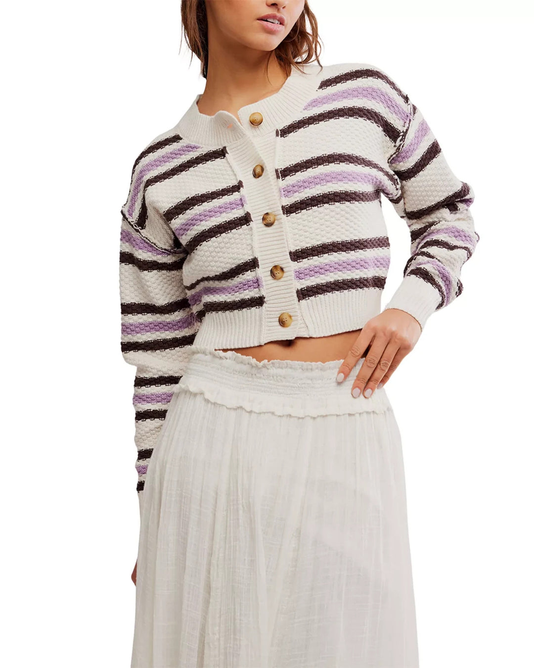 Free People Lila Striped Cardigan MSRP $108