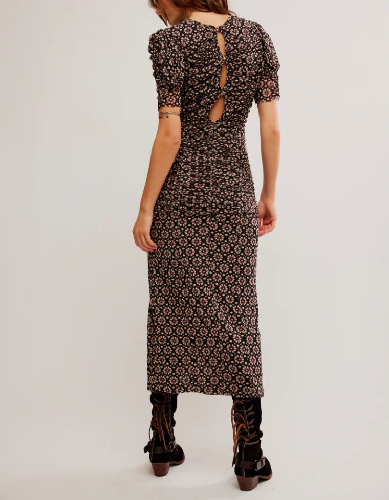 Free People Briella Ruched Midi Dress MSRP $168