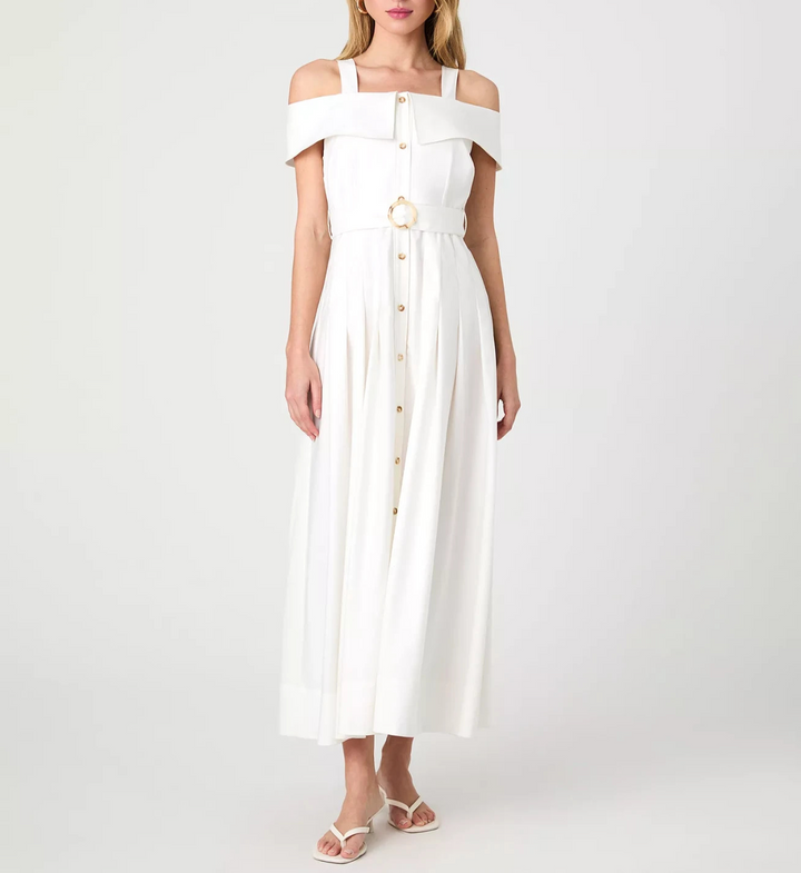 French Connection Off-The-Shoulder Midi Shirtdress MSRP $158