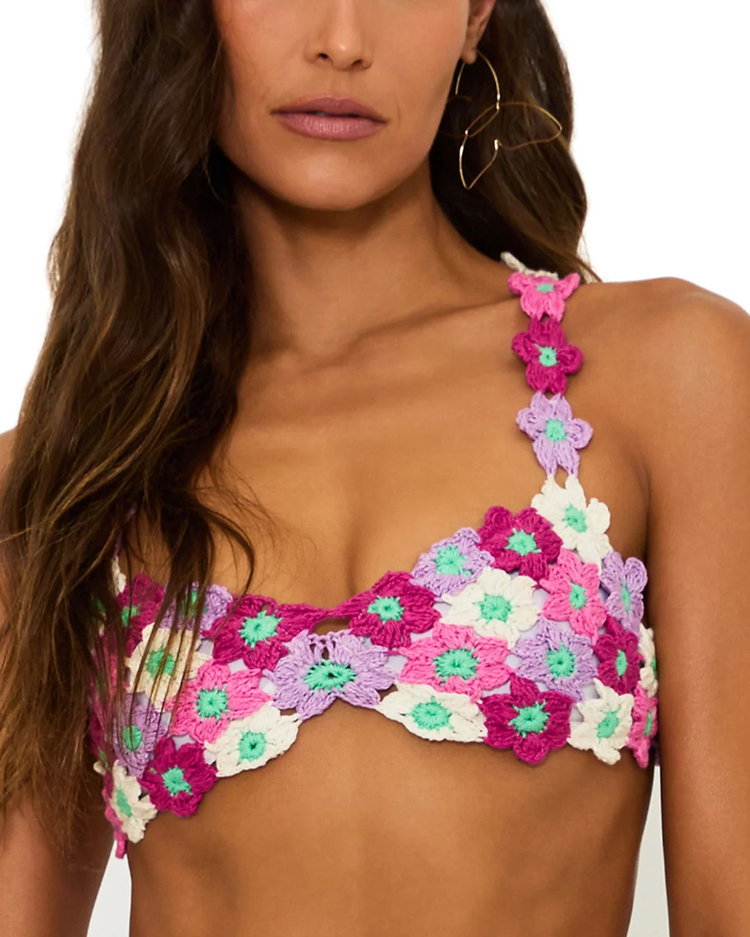 Beach Riot Shannon Floral Crochet Bikini Top MSRP $128